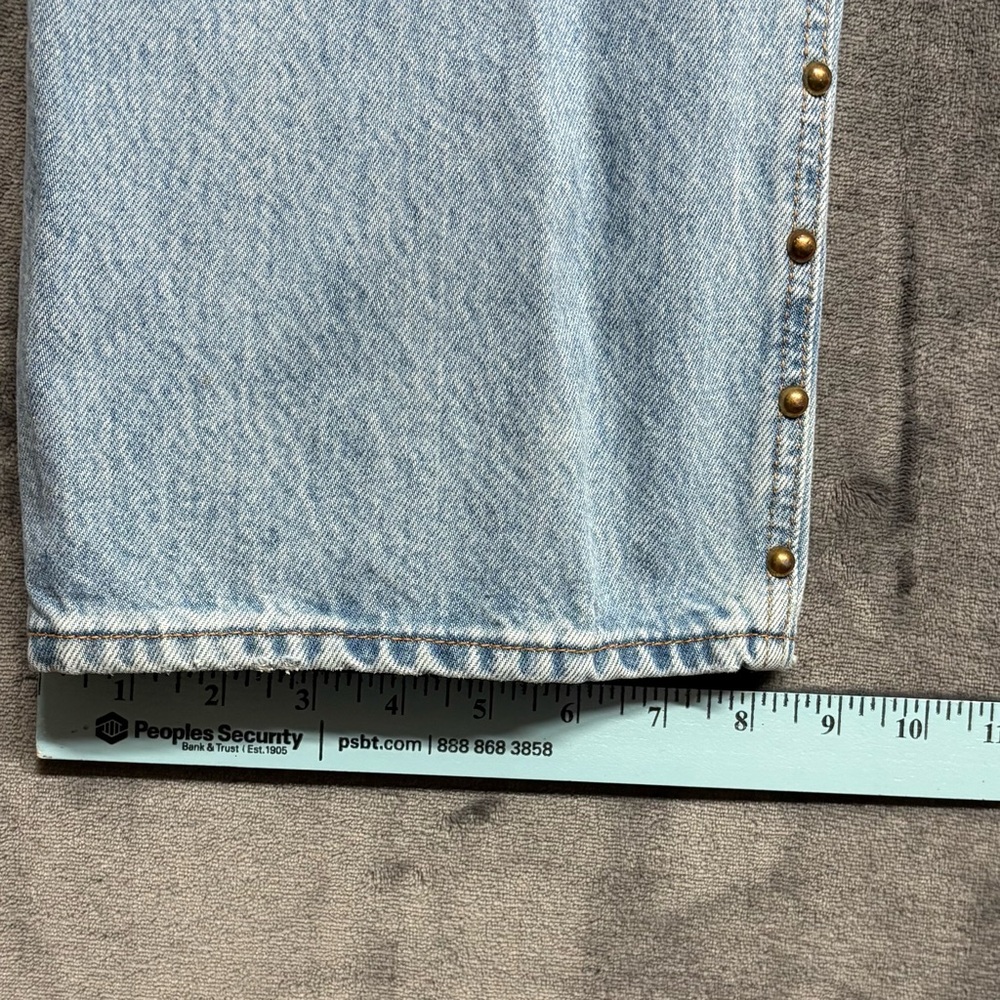 Mid-Rise 90s Baggy Wide-leg Embellished Denim Jeans sz2 Button-Fly Cabincore - Picture 9 of 9